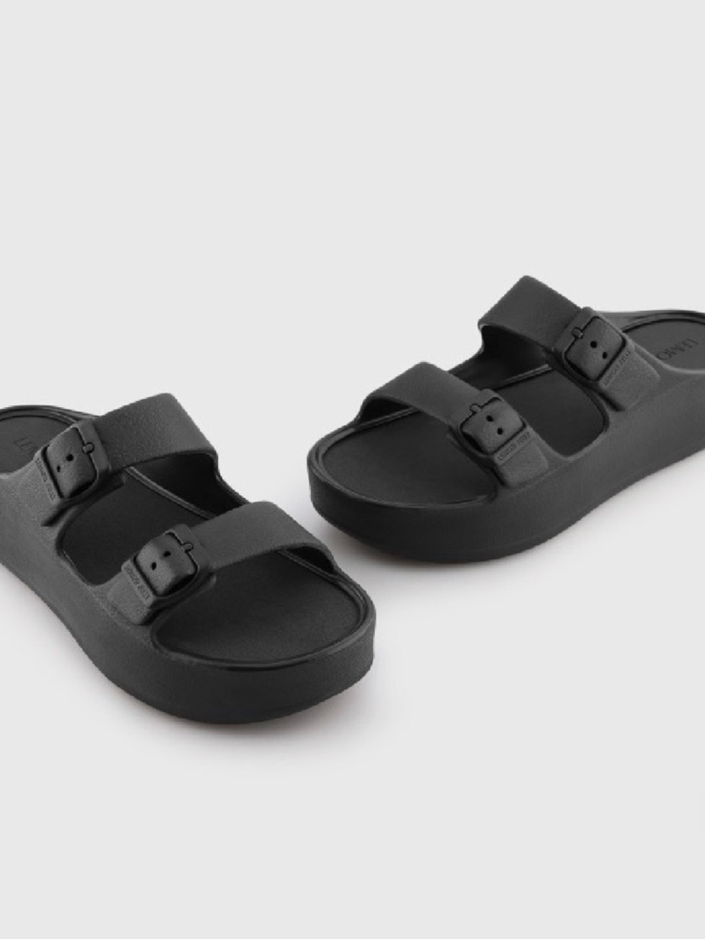 Lemon Jelly Size 37 Black Platform Double Buckle Sandals Women's